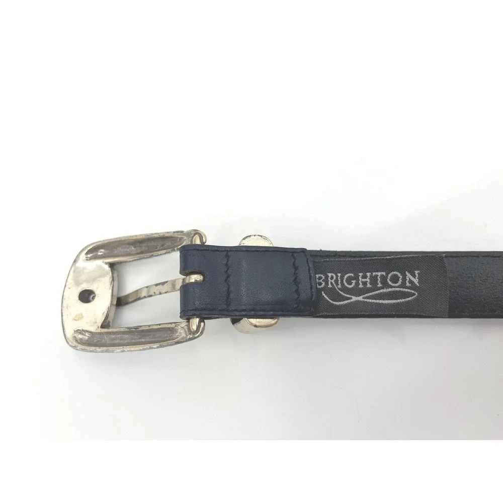Vtg Brighton Cutter &‎ Buck Blue Leather Belt 32 Western Two Tone 90s USA Made